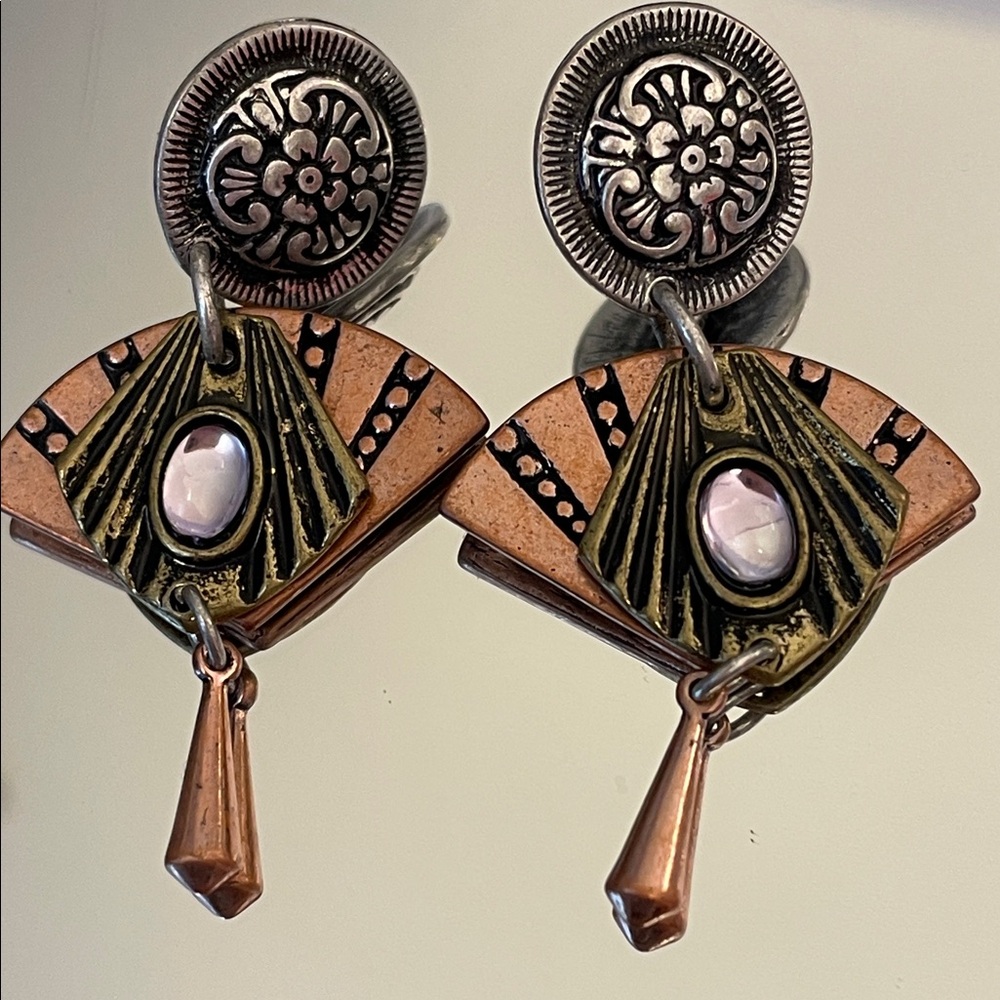 Elegant Mixed Metal Post Dangle Boho Earrings